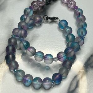 Purple & Blue Frosted Glass Bracelet Set